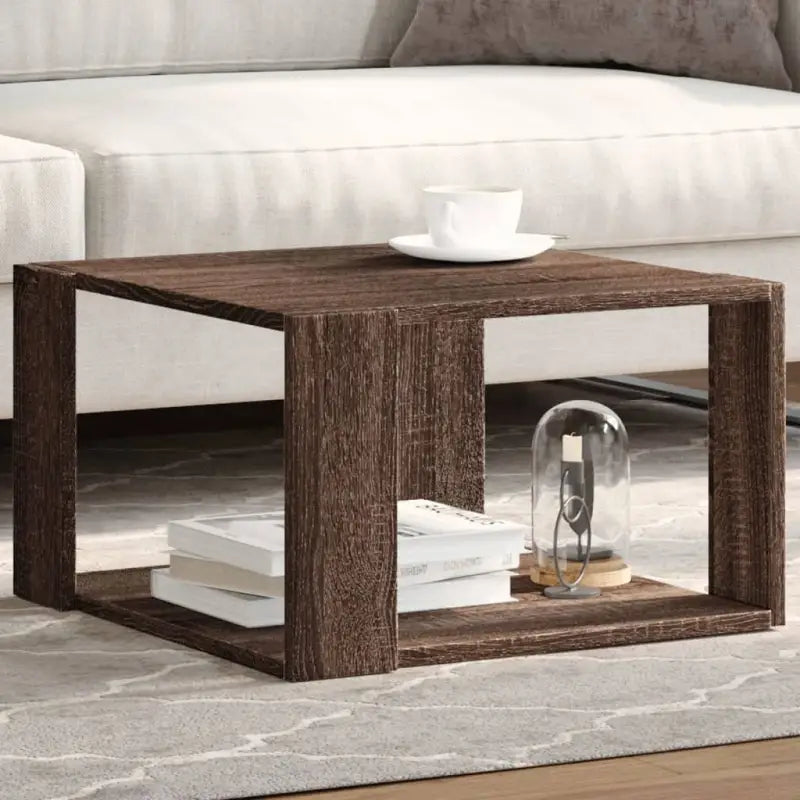 Salontafel met opbergruimte in bewerkt hout en grijs sonoma - bruin eikenkleur / 51.5 x 51.5 x 30 cm / 1 - Salontafels