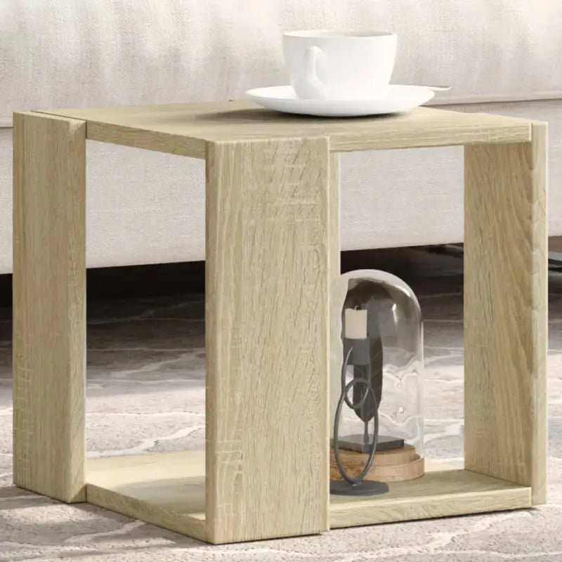 Salontafel met opbergruimte in bewerkt hout en grijs sonoma - Sonoma eiken / 32 x 32 x 30 cm / 1 - Salontafels