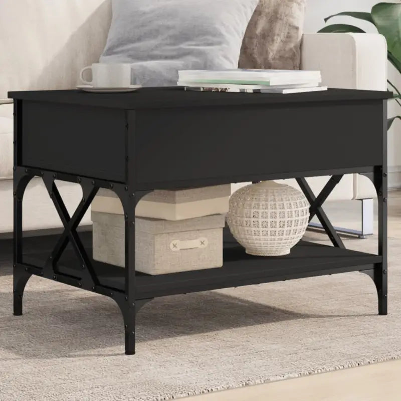 Salontafel met verstelbare poten van bewerkt hout voor een stijlvolle woonkamer - Zwart / 1 / 70 cm - Salontafels