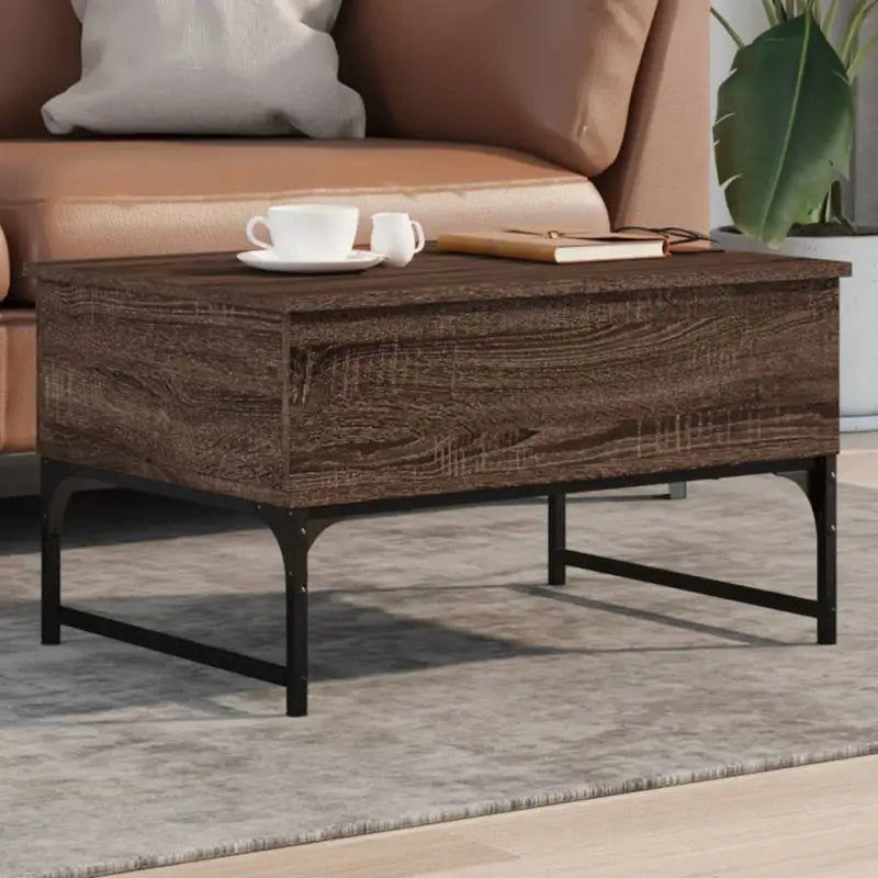 Salontafel met verstelbare poten van bewerkt hout voor stijl en duurzaamheid - bruin eikenkleur / 1 / 70 cm