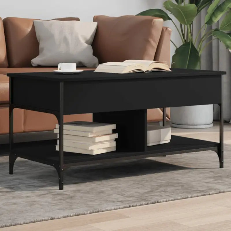 Salontafel van bewerkt gerookt eiken met verstelbare poten - Zwart / 1 / 100 cm - Salontafels