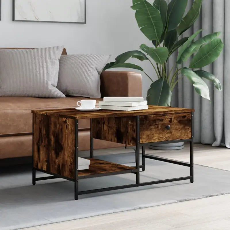 Salontafel van bewerkt hout in grijs sonoma stijl - Gerookt eiken / 1 - Salontafels