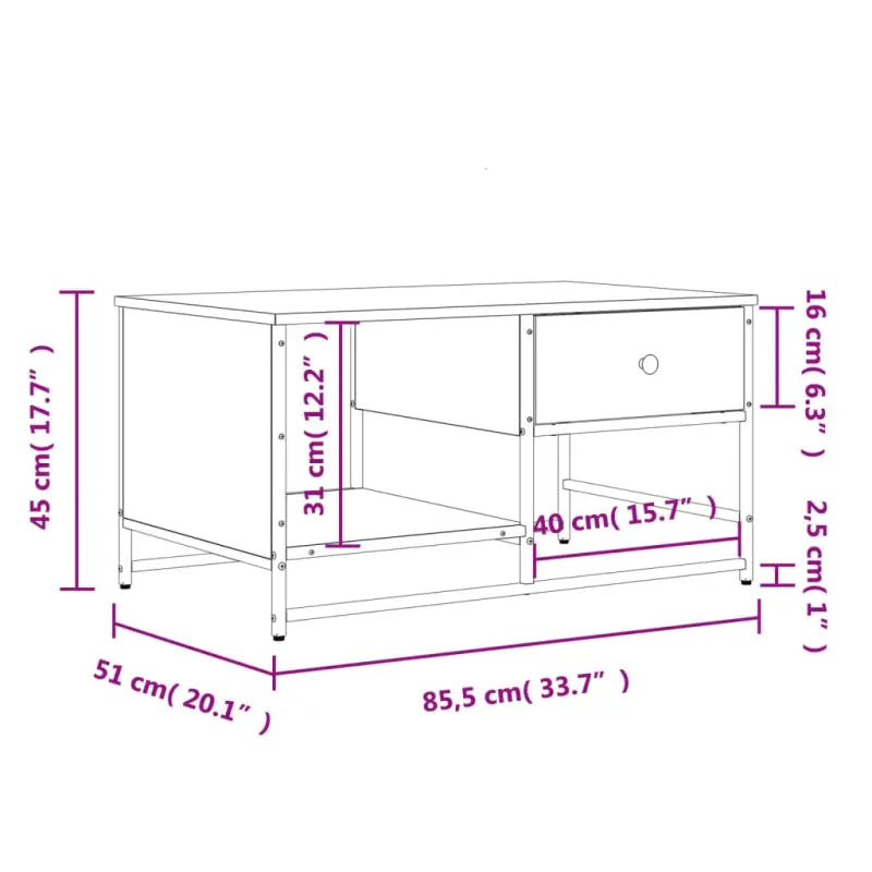 Salontafel van bewerkt hout in grijs sonoma stijl - Salontafels