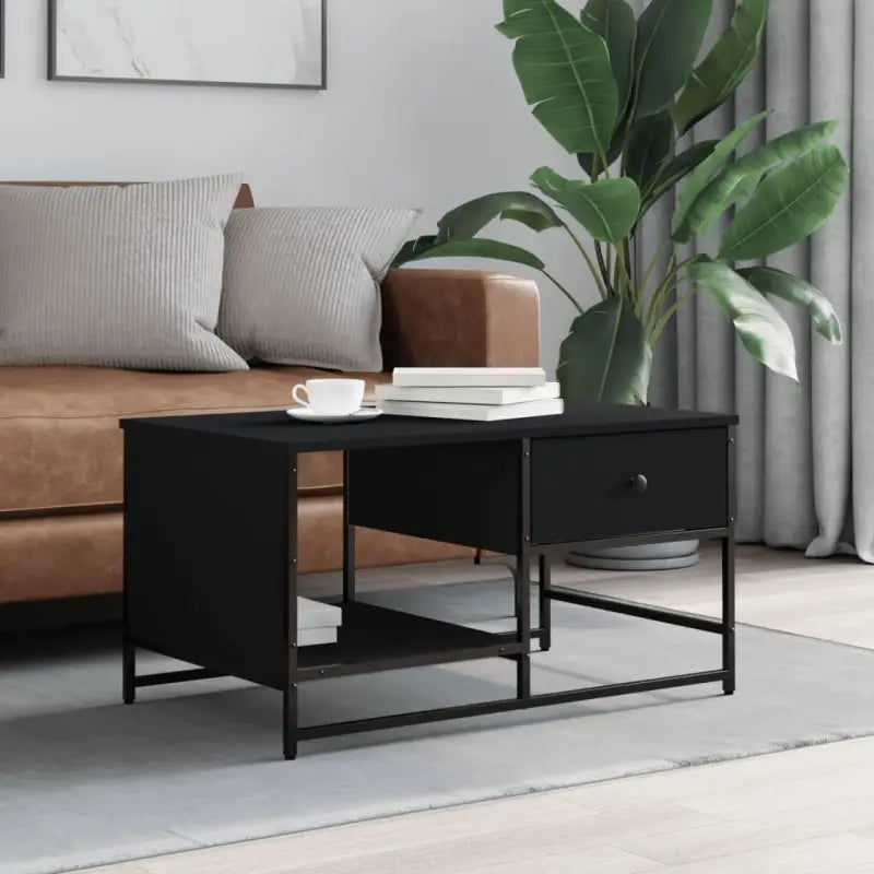 Salontafel van bewerkt hout in grijs sonoma stijl - Zwart / 1 - Salontafels