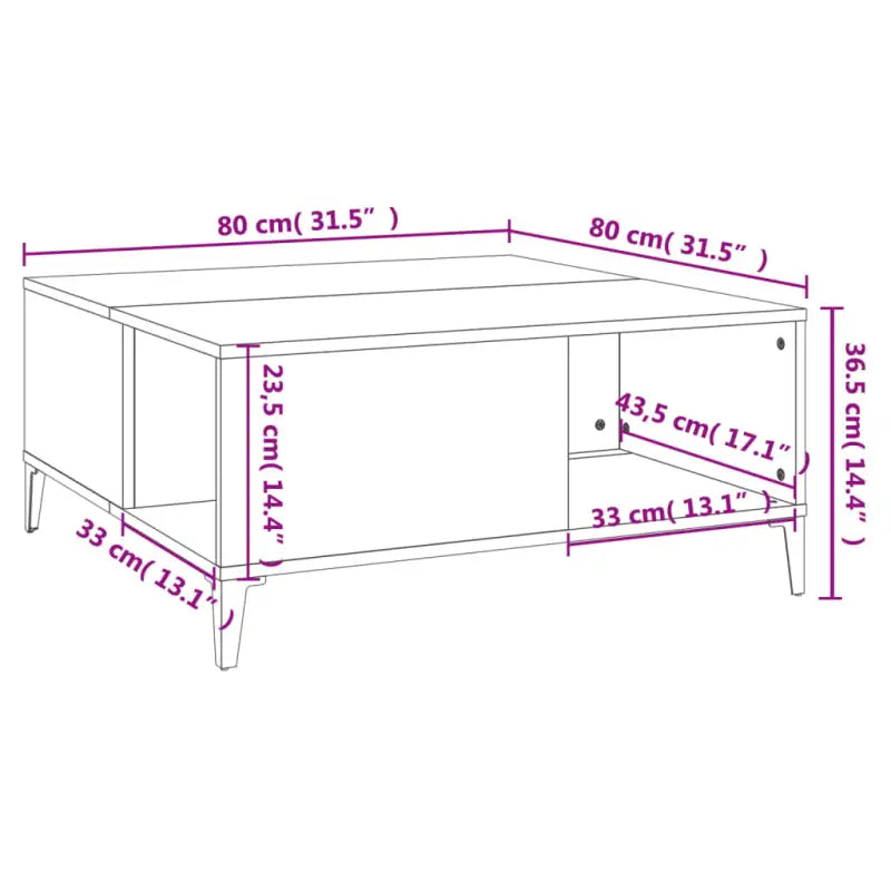 Salontafel van bewerkt hout in grijs Sonoma voor een stijlvolle kamer - Salontafels