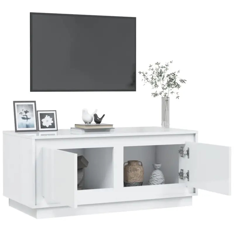 Salontafel van bewerkt hout in hoogglans wit met elegante uitstraling - Salontafels
