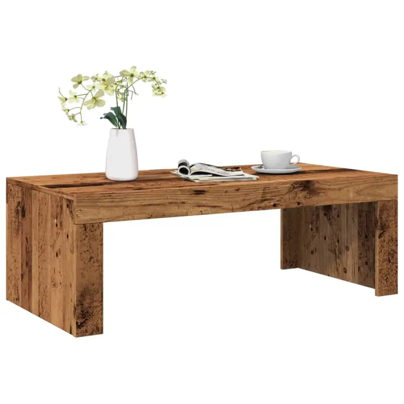 Salontafel van bewerkt hout in hoogglans wit voor een elegante woonkamer - Oud hout / 1 - Salontafels