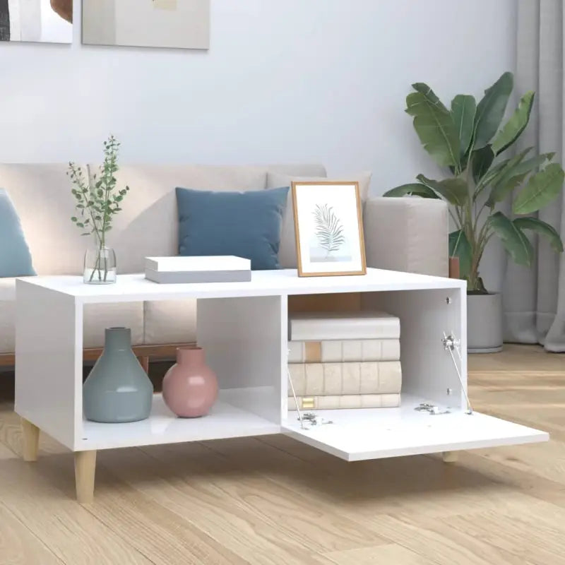 Salontafel van bewerkt hout in hoogglans wit voor een stijlvolle woonkamer - Salontafels