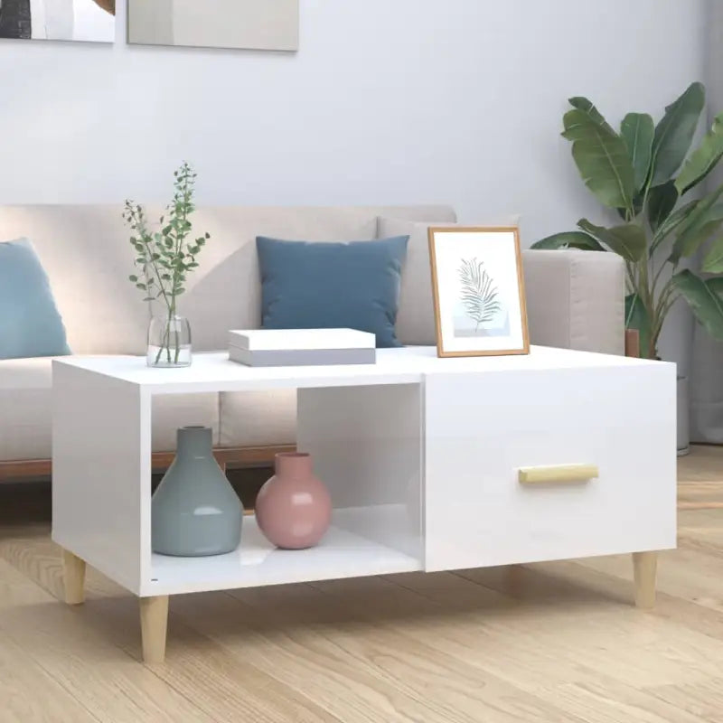 Salontafel van bewerkt hout in hoogglans wit voor een stijlvolle woonkamer - Hoogglans wit / 1 - Salontafels
