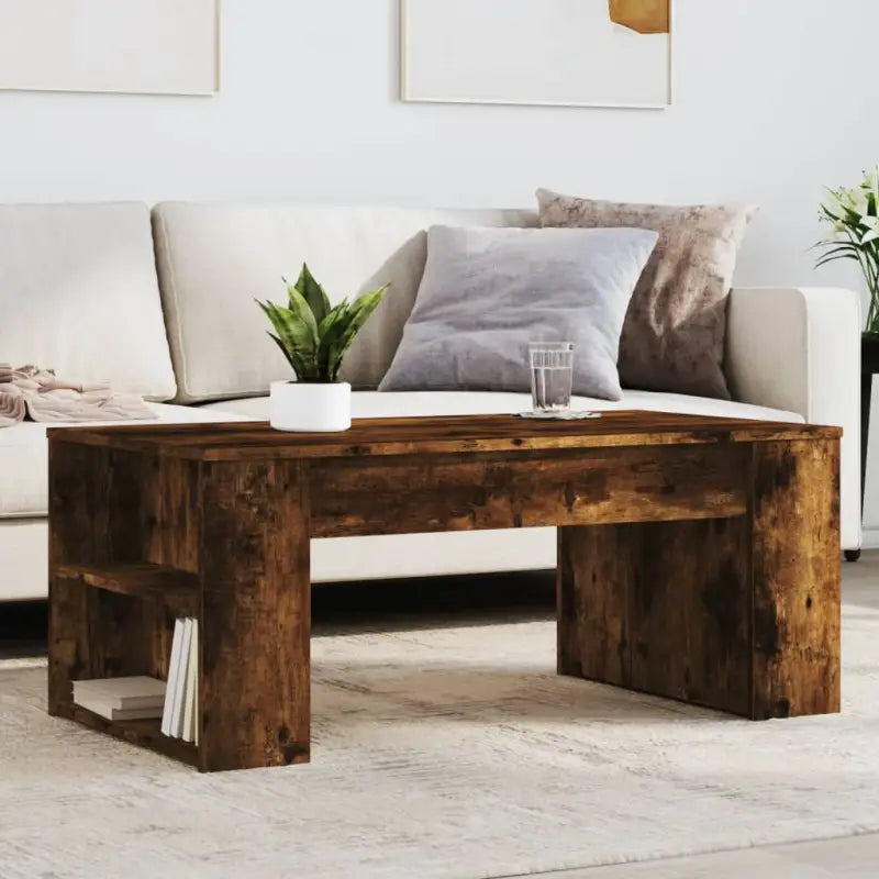 Salontafel van bewerkt hout met duurzame en stijlvolle afwerking - Gerookt eiken / 1 - Salontafels