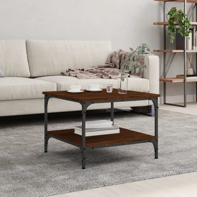 Salontafel van bewerkt hout met elegante en vochtbestendige afwerking - Bruineiken / 55 x 55 x 40 cm / 1 - Salontafels