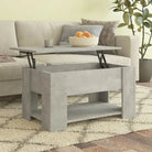 Salontafel van bewerkt hout met lift-top functie voor extra veelzijdigheid - Betongrijs / 79 x 49 x 42.5 cm / 1