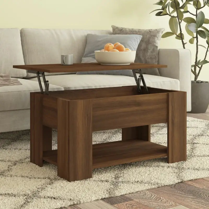 Salontafel van bewerkt hout met lift-top functie voor extra veelzijdigheid - bruin eikenkleur / 79 x 49 x 42.5 cm / 1