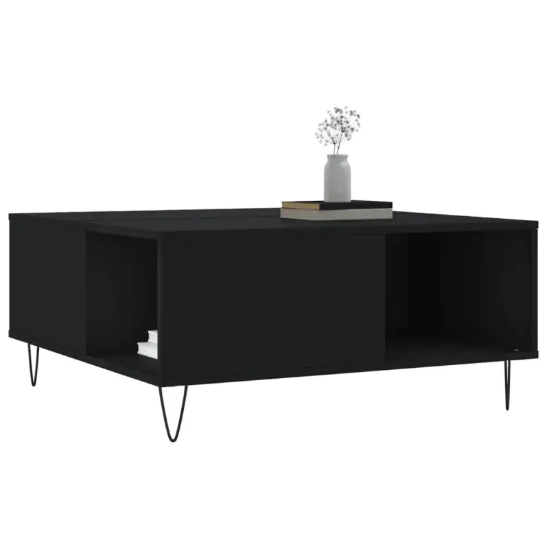 Salontafel van bewerkt hout met metalen poten voor een elegante woonkamer - Salontafels