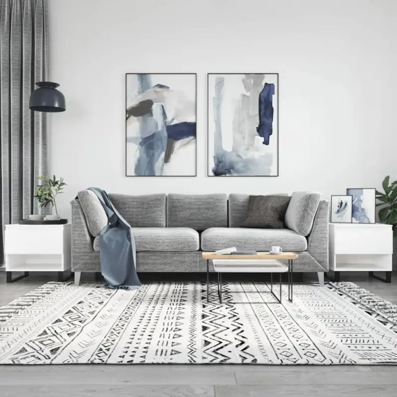 Salontafel van bewerkt hout met metalen poten voor stijlvolle woonkamer - Wit / 2 - Salontafels