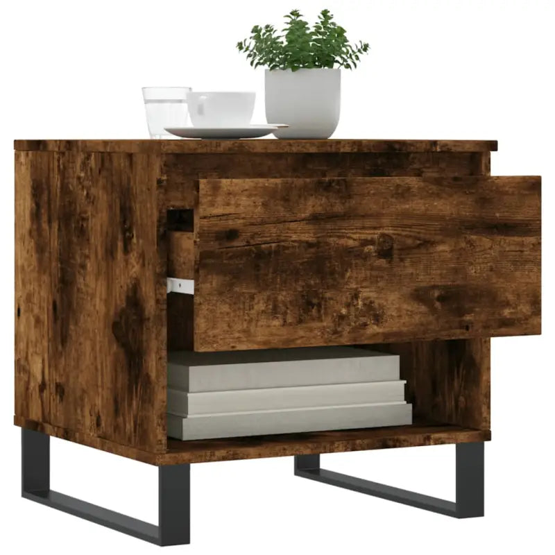 Salontafel van bewerkt hout met metalen poten voor stijlvolle woonkamer - Salontafels