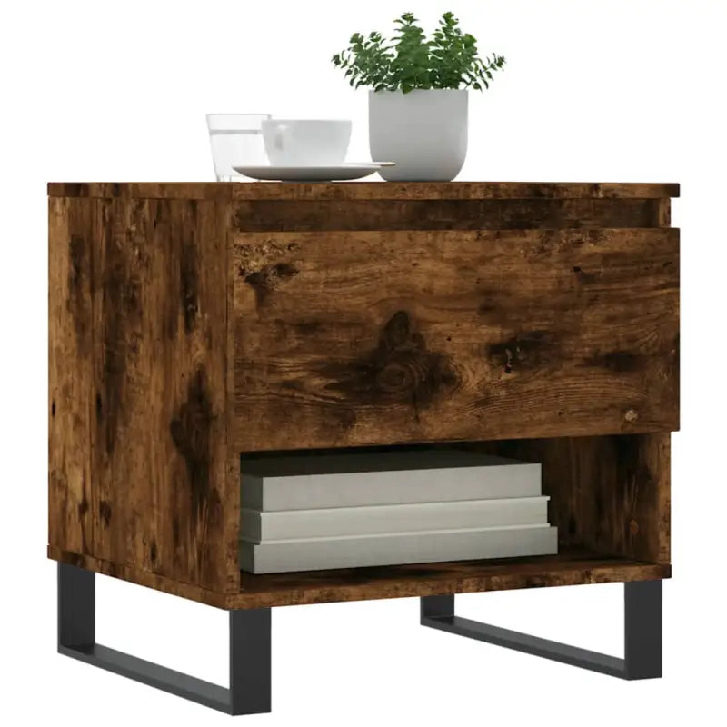 Salontafel van bewerkt hout met metalen poten voor stijlvolle woonkamer - Salontafels