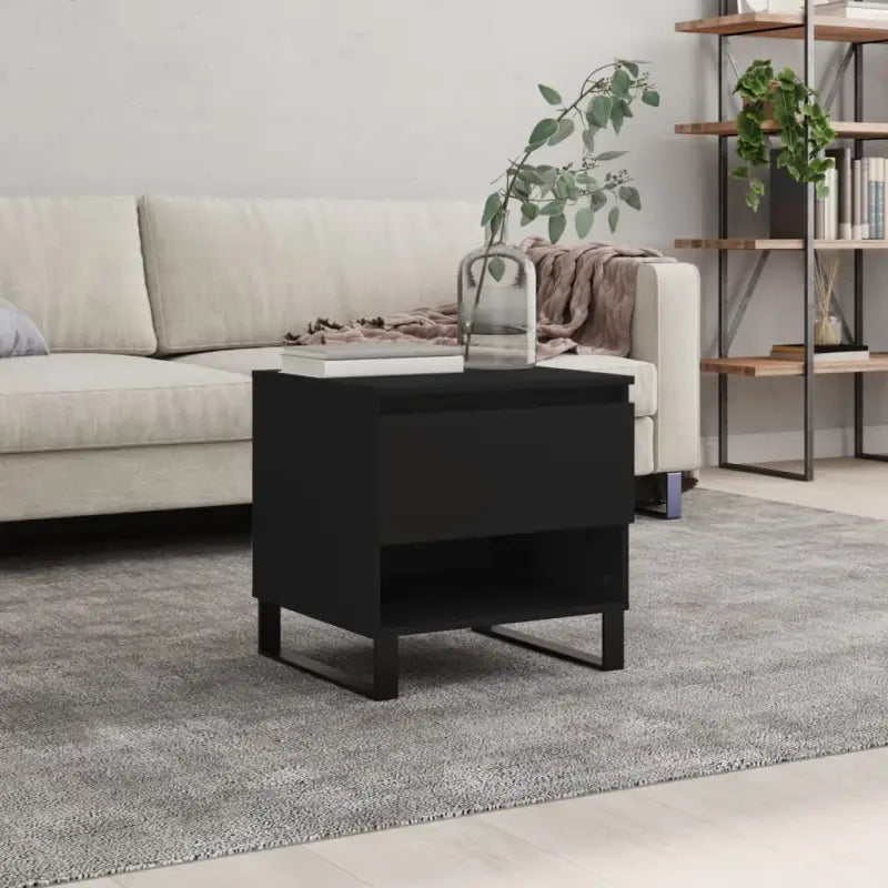 Salontafel van bewerkt hout met metalen poten voor stijlvolle woonkamer - Zwart / 1 - Salontafels