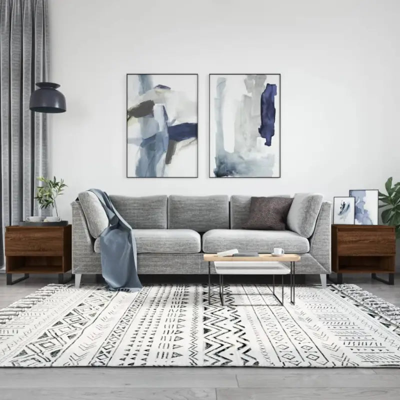 Salontafel van bewerkt hout met metalen poten voor stijlvolle woonkamer - bruin eikenkleur / 2 - Salontafels