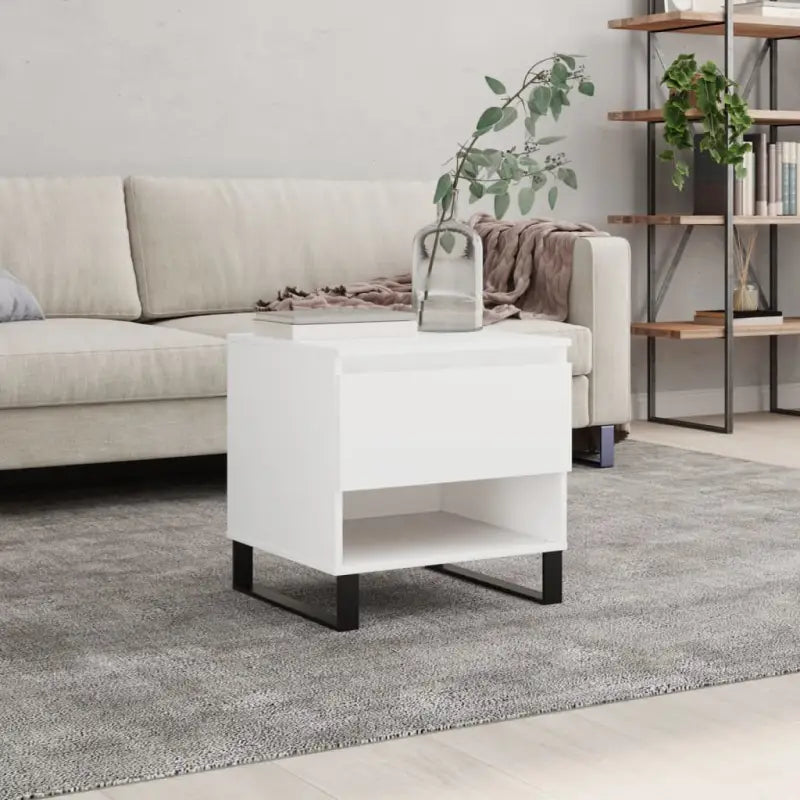 Salontafel van bewerkt hout met metalen poten voor stijlvolle woonkamer - Wit / 1 - Salontafels