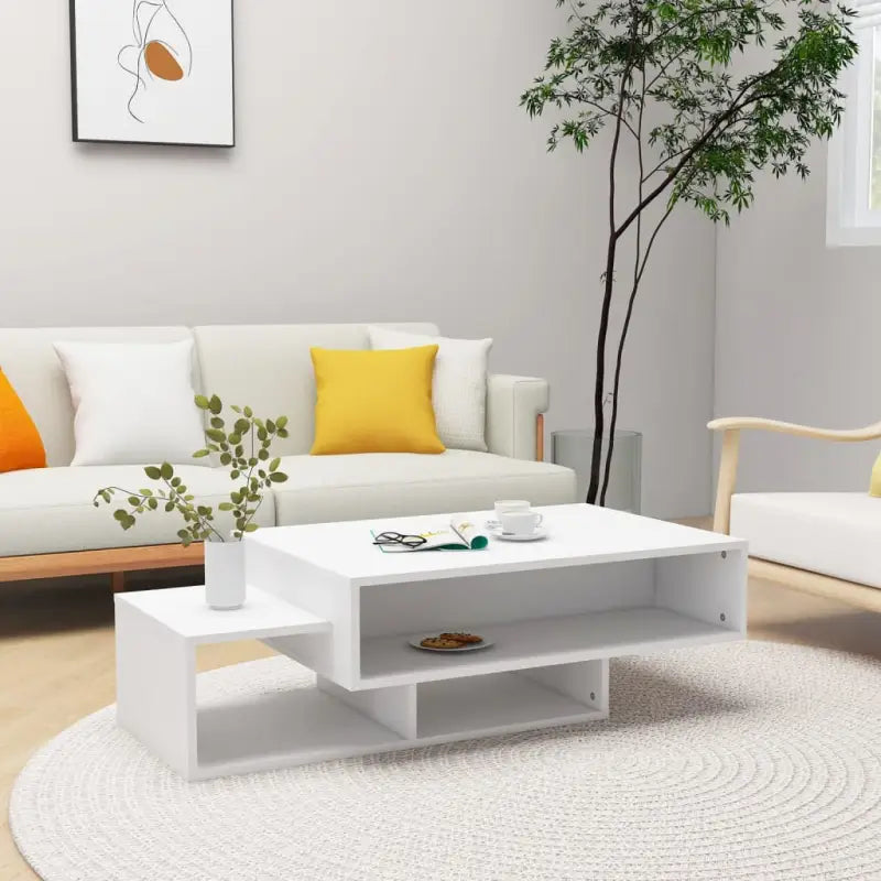 Salontafel van bewerkt hout met opbergruimte voor woonkamer en kantoor - Wit / 1 - Salontafels