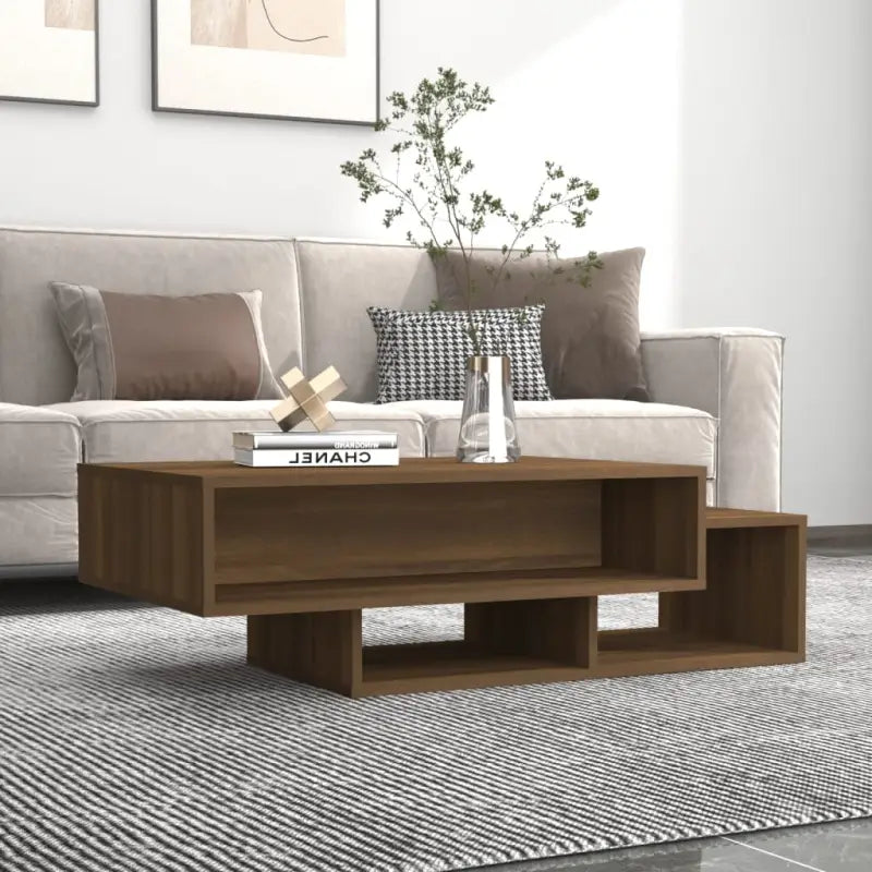 Salontafel van bewerkt hout met opbergruimte voor woonkamer en kantoor - bruin eikenkleur / 1 - Salontafels