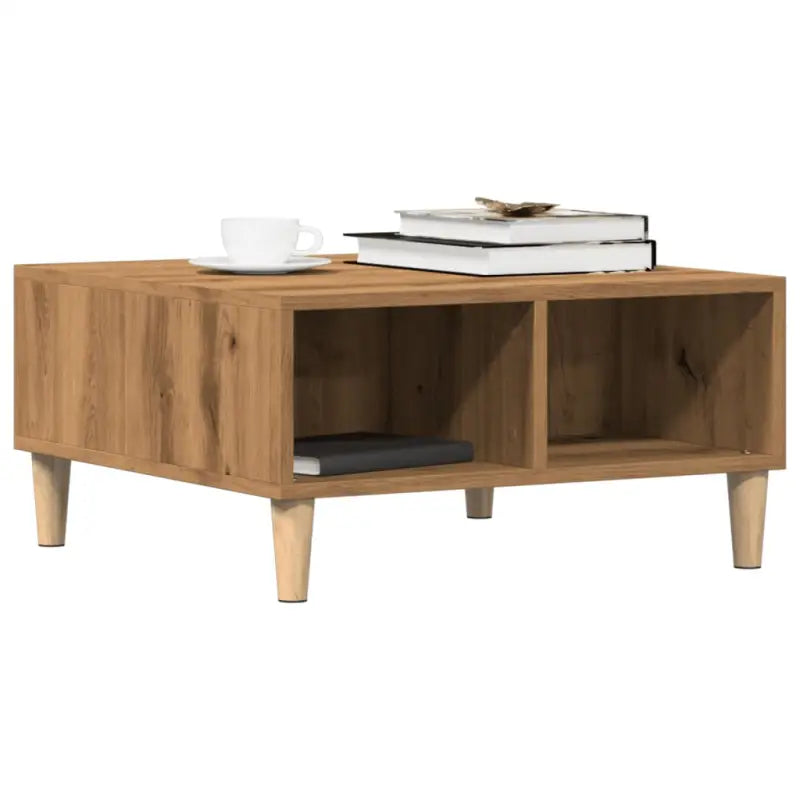 Salontafel van bewerkt hout met Scandinavische charme en opbergruimte - artisanaal eikenkleurig / 1 - Salontafels