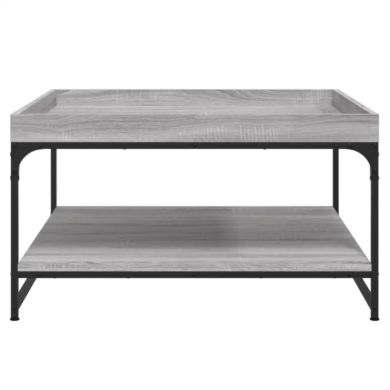 Salontafel van bewerkt hout met verstelbare poten in grijs sonoma eiken - Salontafels