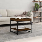 Salontafel van bewerkt hout met verstelbare poten in grijs sonoma eiken - bruin eikenkleur / 49.5 x 49.5 x 45 cm / 1