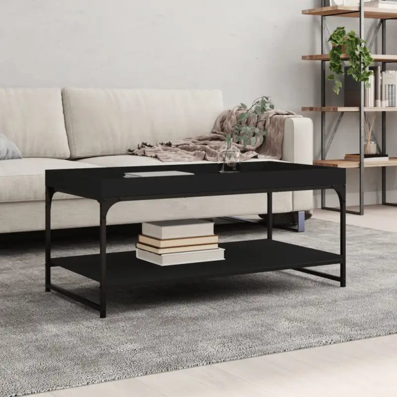 Salontafel van bewerkt hout met verstelbare poten in grijs sonoma eiken - Zwart / 100 x 49 x 45 cm / 1 - Salontafels