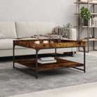 Salontafel van bewerkt hout met verstelbare poten in grijs sonoma eiken - Gerookt eiken / 80 x 80 x 45 cm / 1