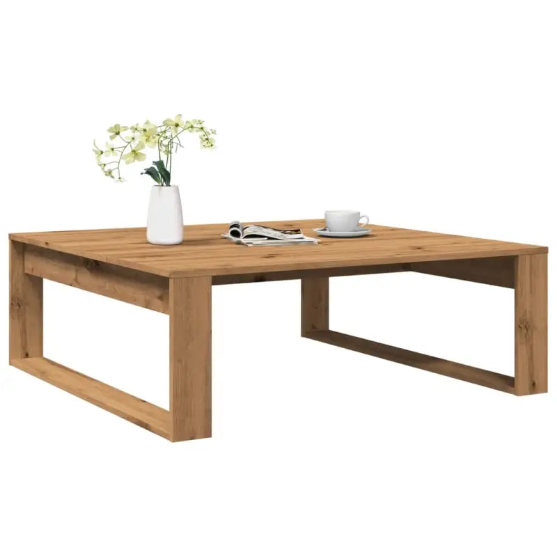Salontafel van bewerkt hout voor stijl en functionaliteit in je woonkamer - artisanaal eikenkleurig / 100 x 100 cm / 1