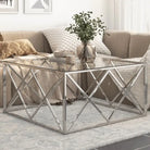 Salontafel van gerecycled hout en roestvrij staal voor in je woonkamer - Zilver / 1 / Glas - Salontafels