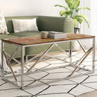 Salontafel van gerecycled hout met roestvrij staal frame - Salontafels