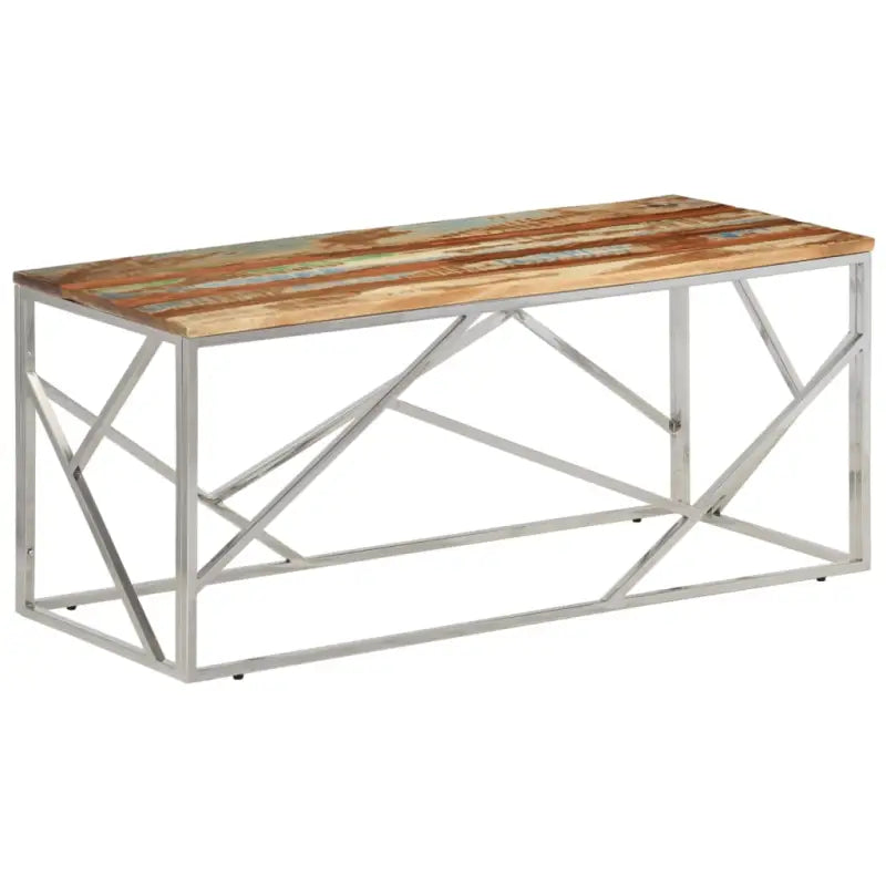 Salontafel van gerecycled hout met roestvrij staal frame - Salontafels