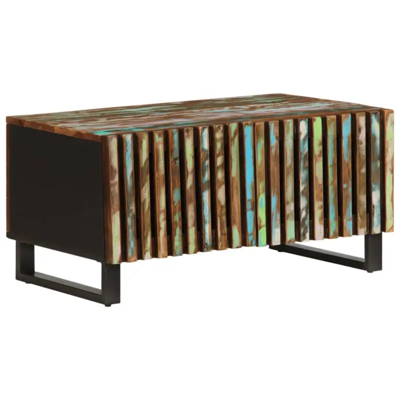 Salontafel van massief acaciahout met glazen tafelblad - Multikleur / 1 / Massief acaciahout - Salontafels