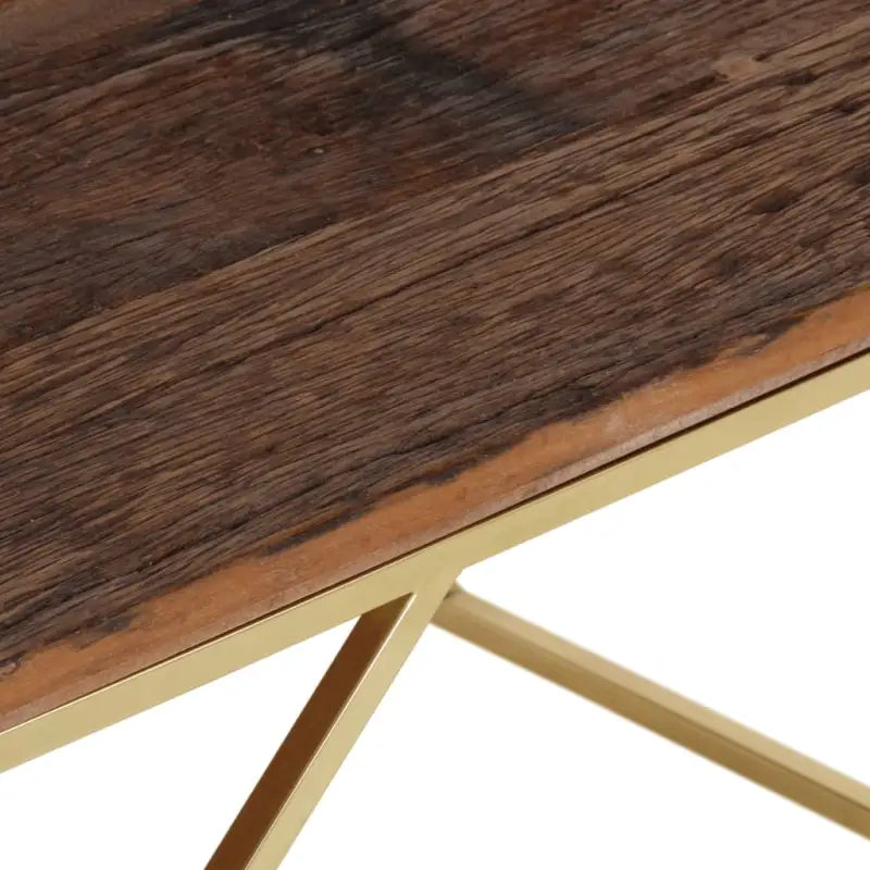 Salontafel van massief bielshout met roestvrij staal accents - Salontafels