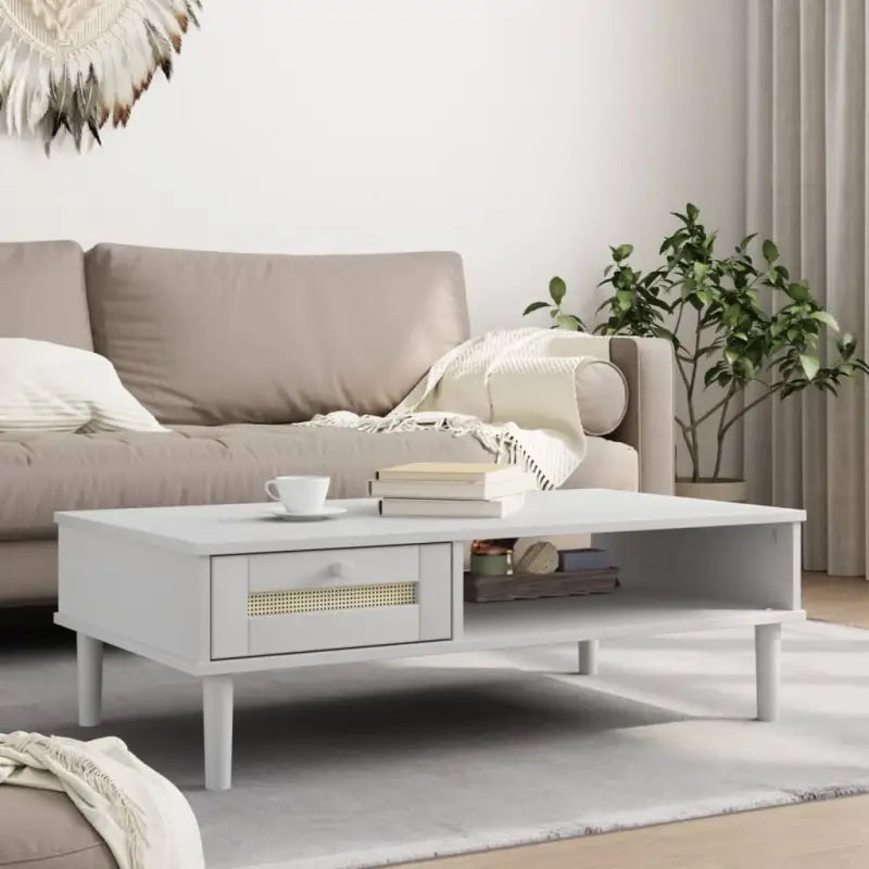 Salontafel van massief grenenhout met een rustieke uitstraling - Wit / 1 - Salontafels