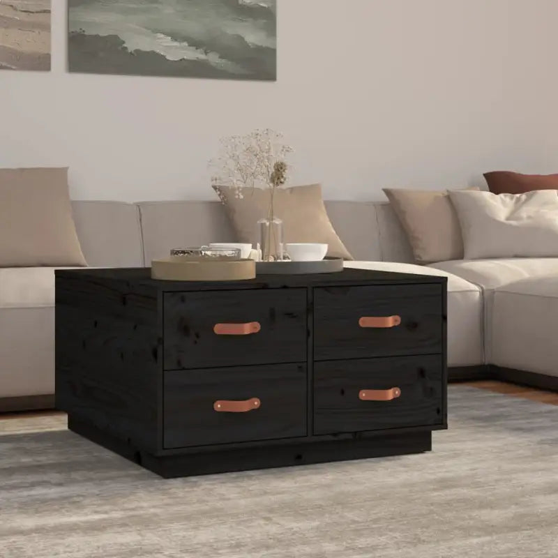 Salontafel van massief grenenhout voor een natuurlijk interieur - Zwart / 1 - Salontafels