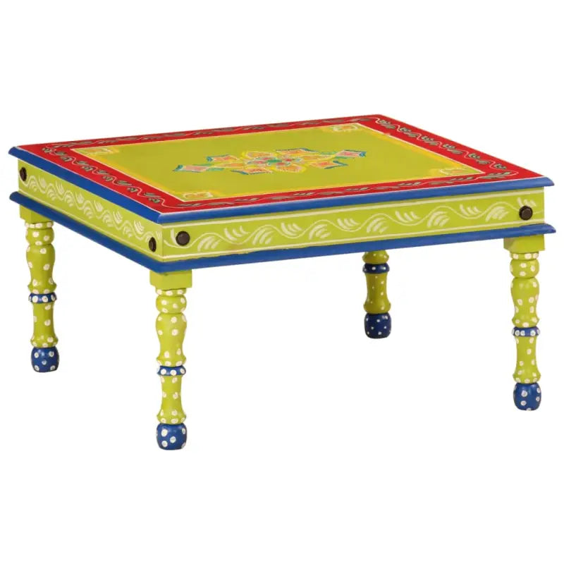 Salontafel van massief mangohout met handgeschilderde decoraties - Groen / 54 x 54 x 30 cm / 1 - Salontafels