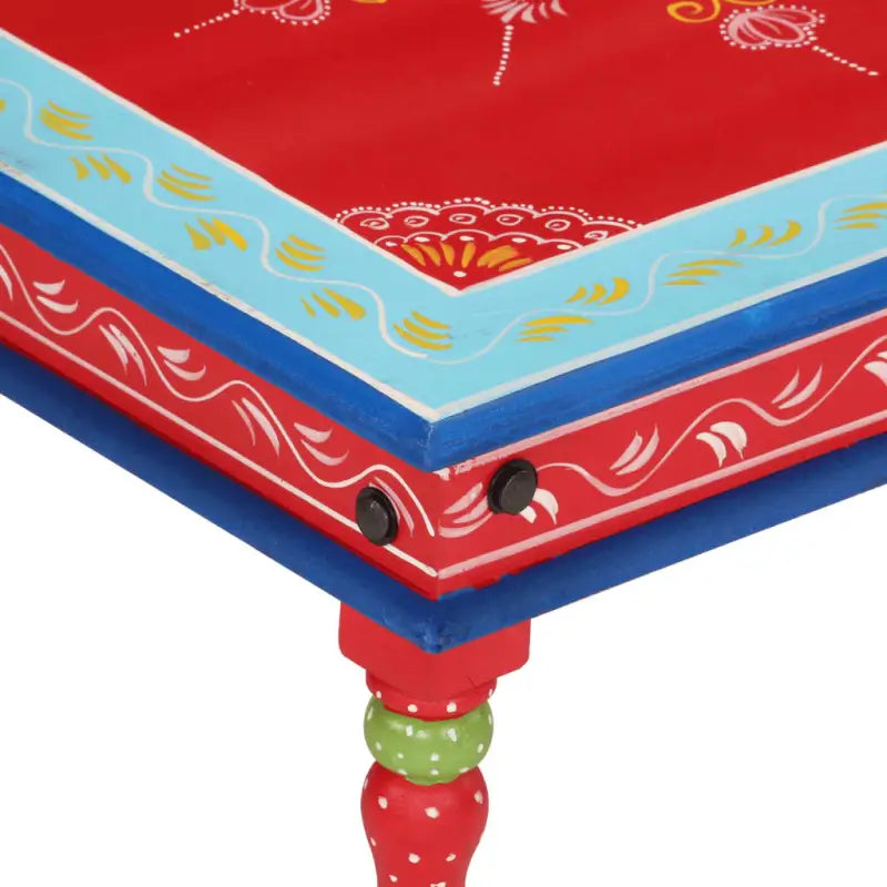 Salontafel van massief mangohout met handgeschilderde decoraties - Salontafels