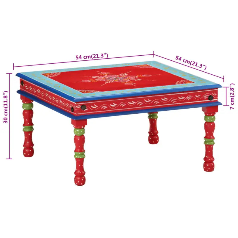 Salontafel van massief mangohout met handgeschilderde decoraties - Salontafels