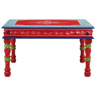 Salontafel van massief mangohout met handgeschilderde decoraties - Salontafels