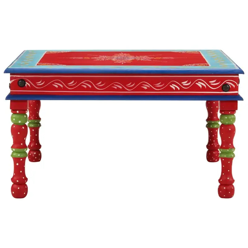 Salontafel van massief mangohout met handgeschilderde decoraties - Salontafels