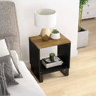 Salontafel van massief mangohout met metalen poten en bewerkt hout - Honingbruin / 1 - Salontafels