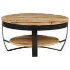 Salontafel van massief ruw mangohout in industriële stijl - Salontafels
