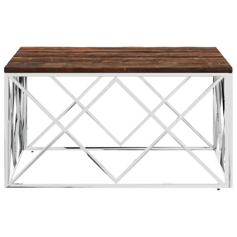 Salontafel van roestvrij staal en massief gerecycled hout - Salontafels