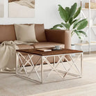 Salontafel van roestvrij staal en massief gerecycled hout - Zilver / 1 / Hout - Salontafels
