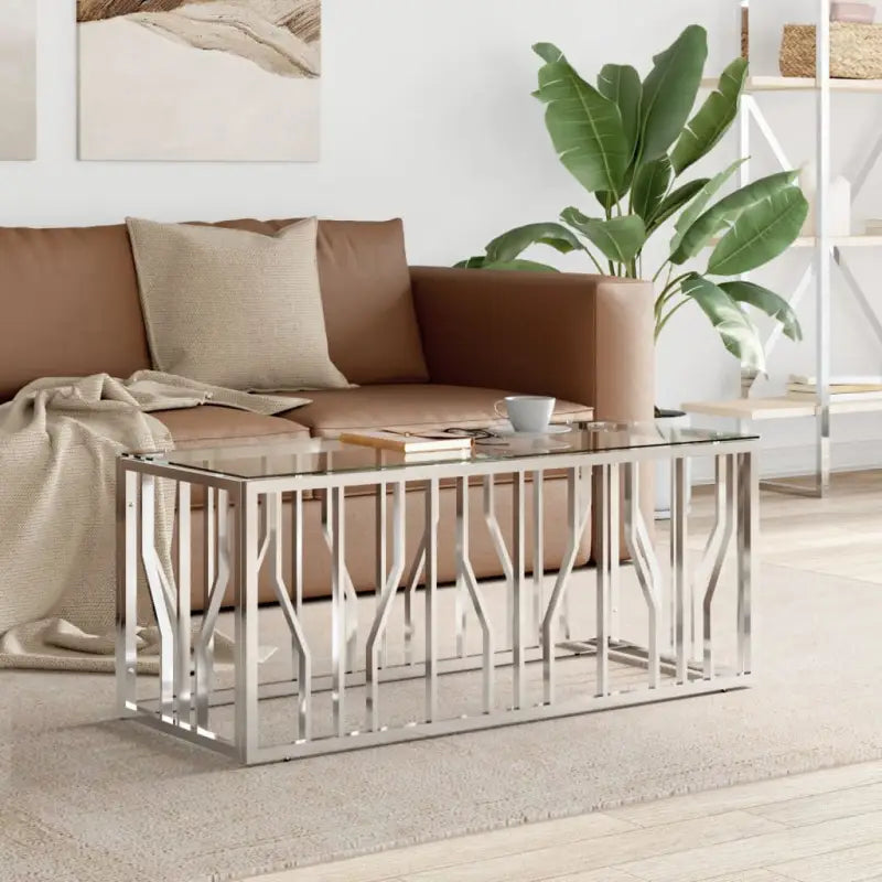 Salontafel van roestvrij staal voor duurzaamheid en stijl - Zilver / 1 / Glas - Salontafels