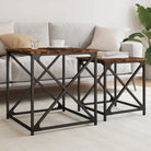 Salontafels bewerkt hout met metalen frame voor kleine ruimtes - Gerookt eiken / 2 - Salontafels